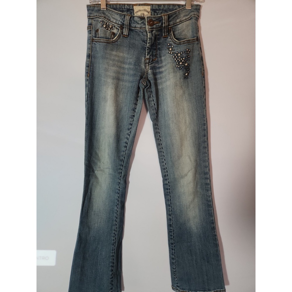 Angel Original California Vintage Jeans Womens Size 3 Blue Studded Y2K Bootcut,